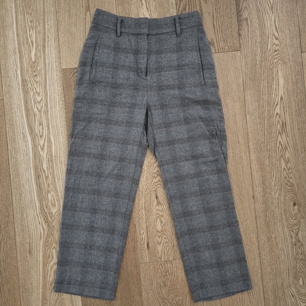 ARITZIA WILFRED WOOL & CASHMERE BLEND HOUNDSTOOTH PLAID PANTS - 2